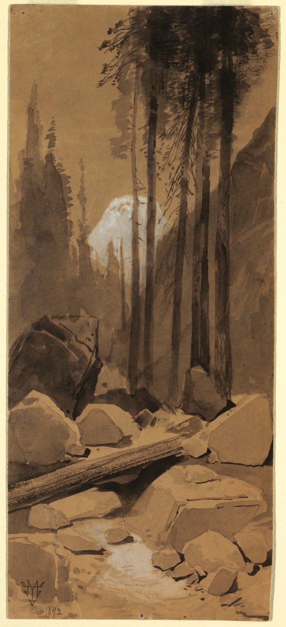 Dessin, Dans la vallée de Yosemite, 1872 - Thomas Moran
