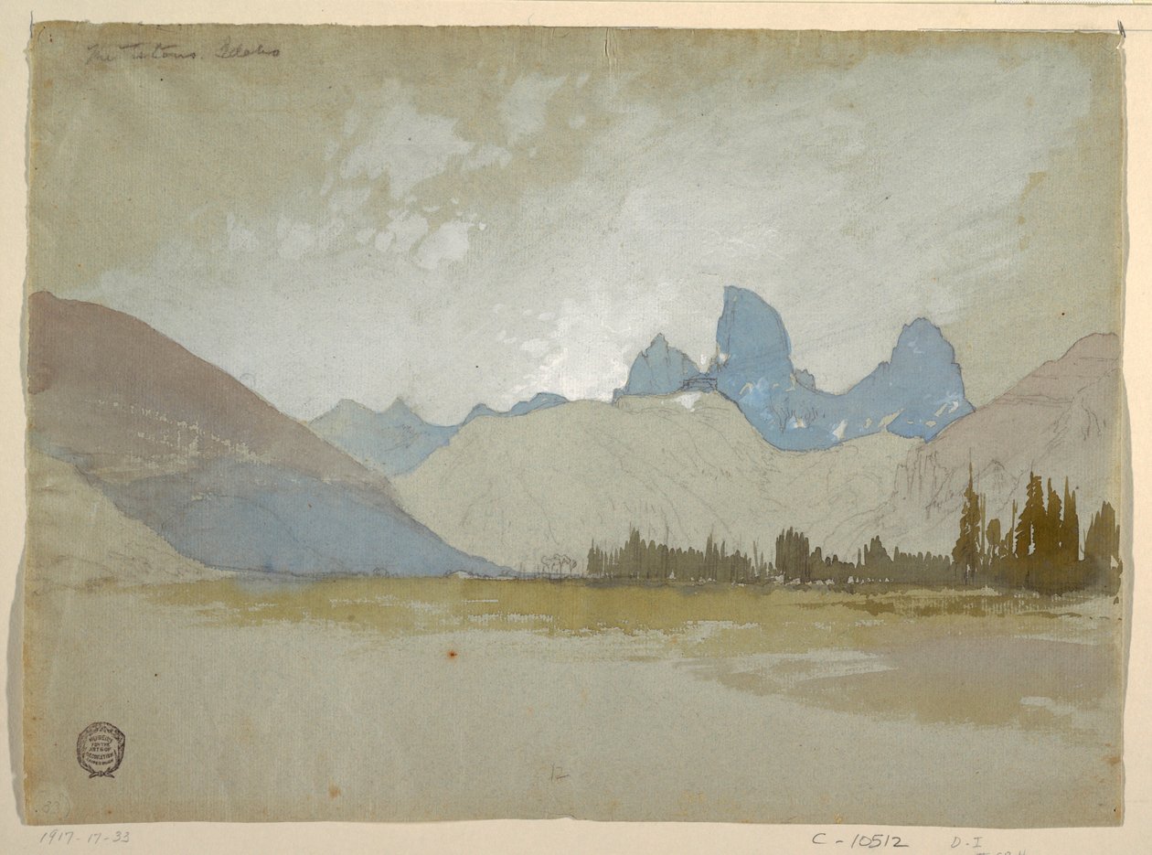 Dessin, Les Tetons, Idaho, 1879 - Thomas Moran