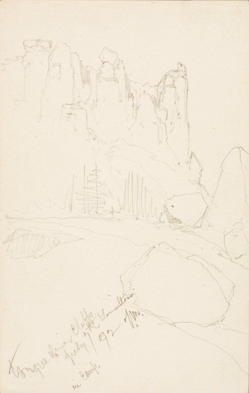 Falaises de Tongue River (dans le camp) - Thomas Moran