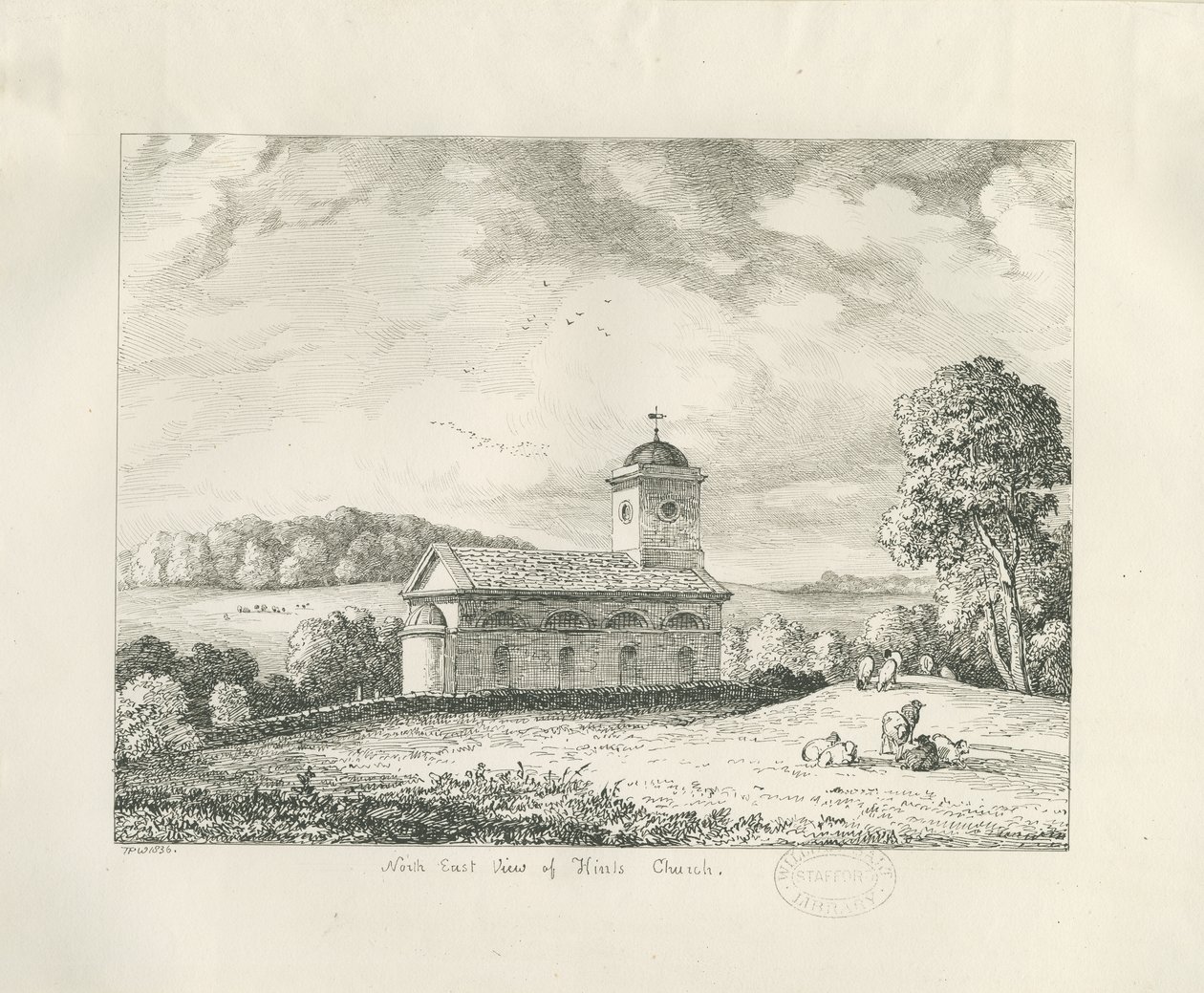 Église de Hints (dessin à la plume) - Thomas Peploe Wood