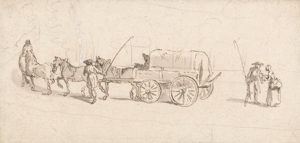 Figures avec une charrette et des chevaux - Thomas Ross