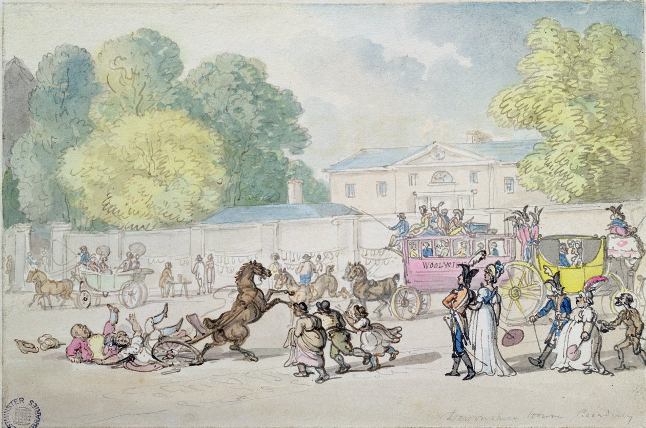 Devonshire House, Piccadilly - Thomas Rowlandson