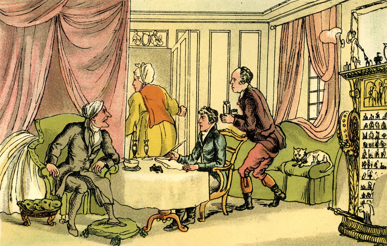 Le Dr Syntax rédigeant son testament - Thomas Rowlandson