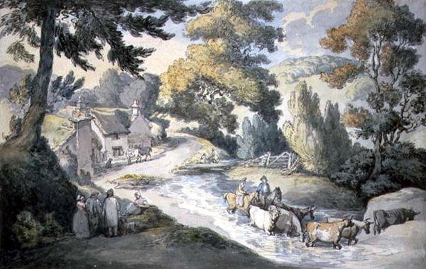 Paysage avec bétail traversant un ruisseau - Thomas Rowlandson