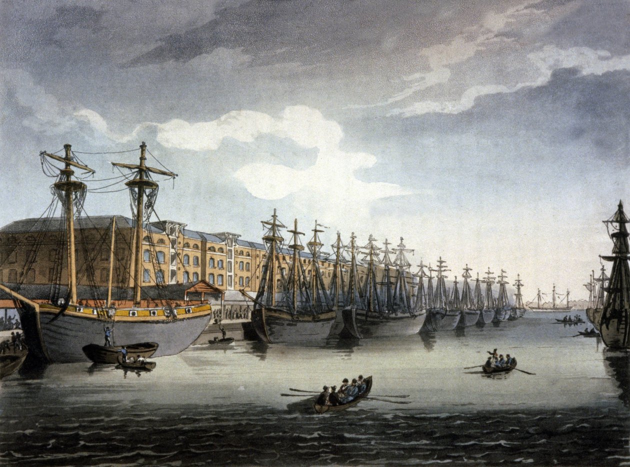 Londres, la Tamise et les docks - Thomas Rowlandson