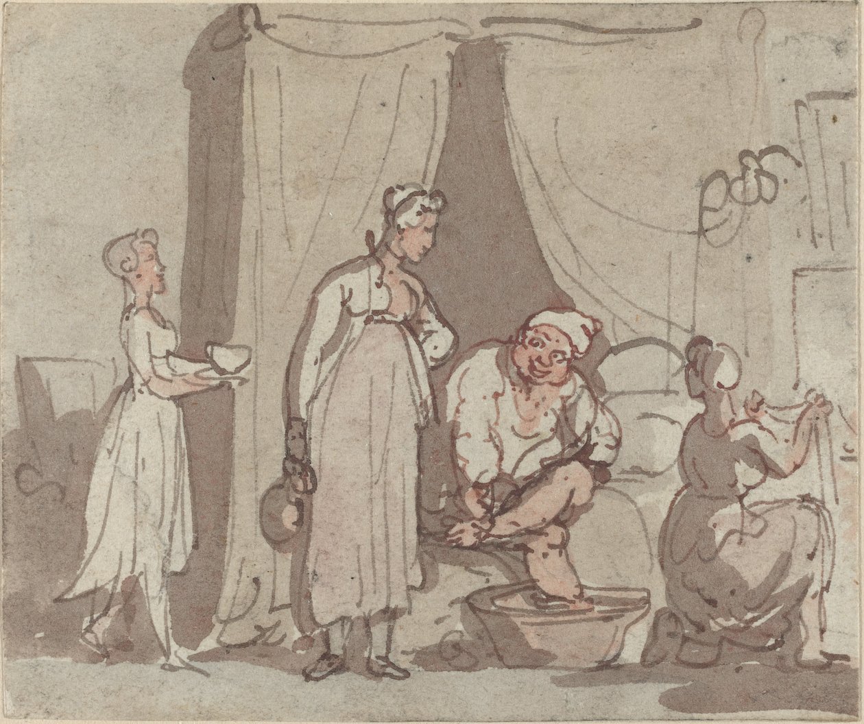 Le bain de pieds (sécher) - Thomas Rowlandson