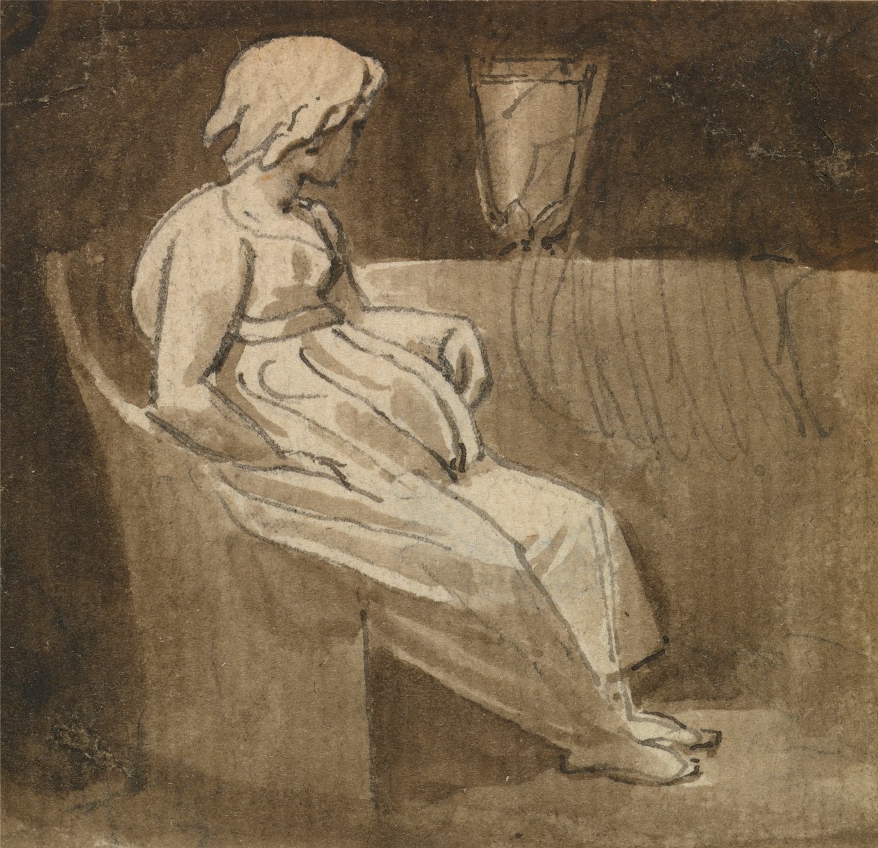 Fille assise près d