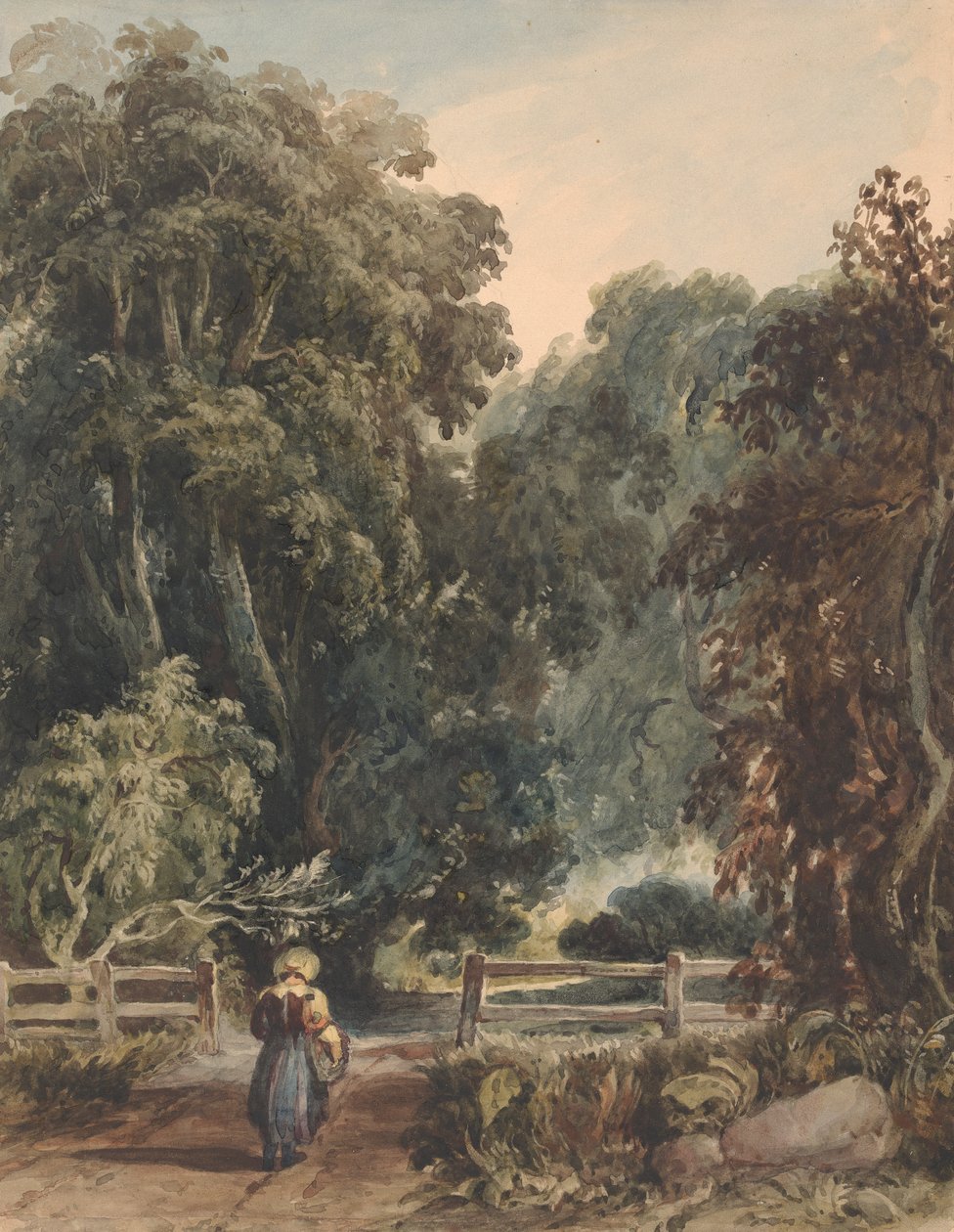 Fille sur le chemin, entrant dans une zone boisée - Thomas Sully