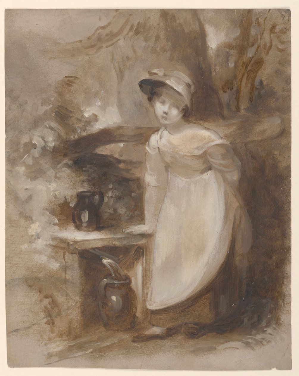 Jeune fille puisant de l