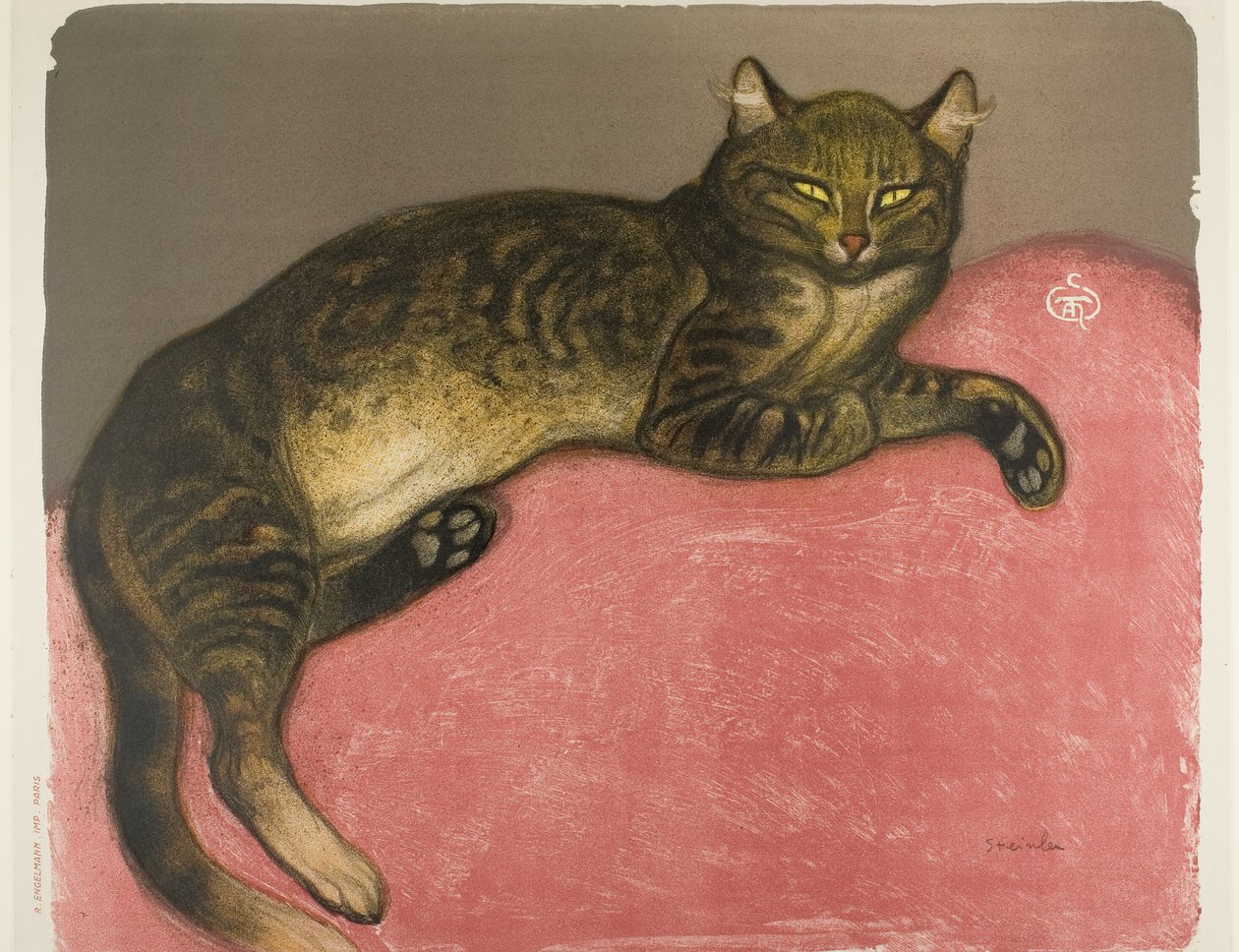 Hiver : Chat sur un coussin - Théophile Alexandre Pierre Steinlen
