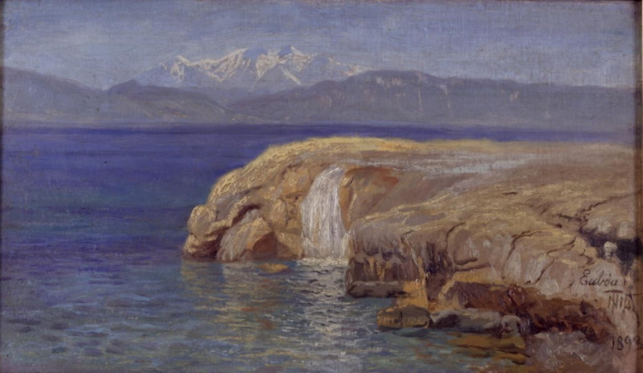 Côte rocheuse avec cascade à Eubée - Thorvald Niss