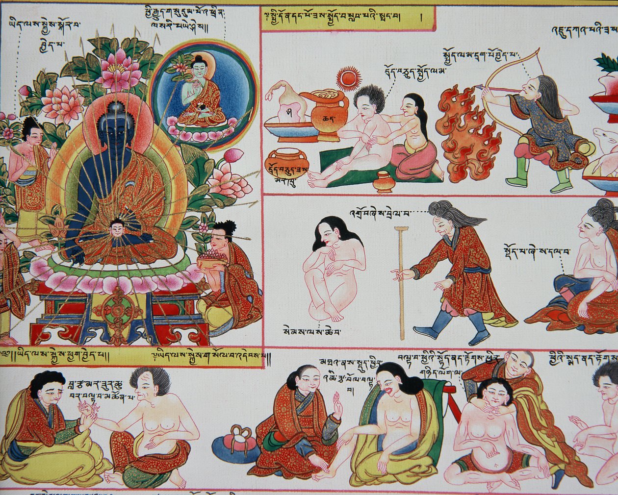 Manuscrit sur la médecine tibétaine (détail) - Tibetan School