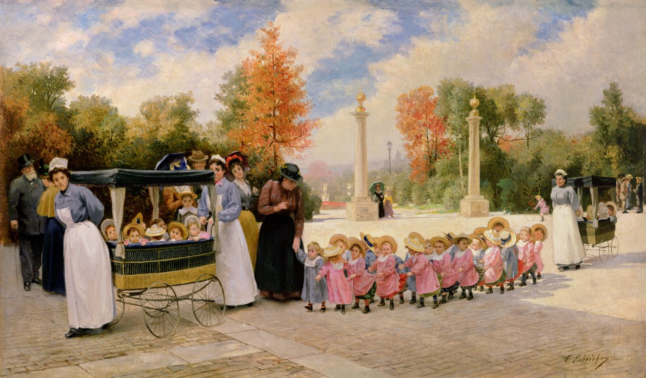 Promenade des enfants - Timoleon Marie Lobrichon