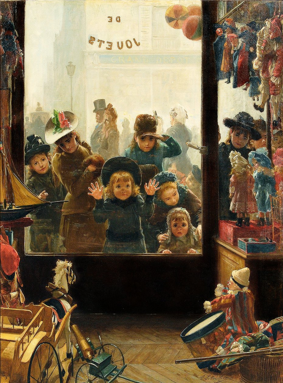 La vitrine du magasin de jouets - Timoleon Marie Lobrichon