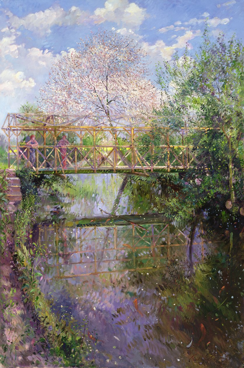 Cerisier en fleurs et pont en treillis - Timothy Easton