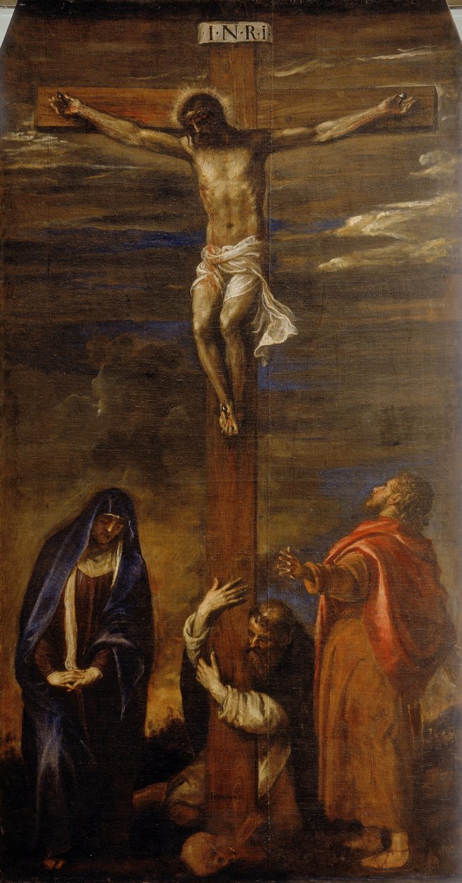 Christ en croix avec la Vierge, Saint Jean et Saint Dominique - Tiziano Vecelli