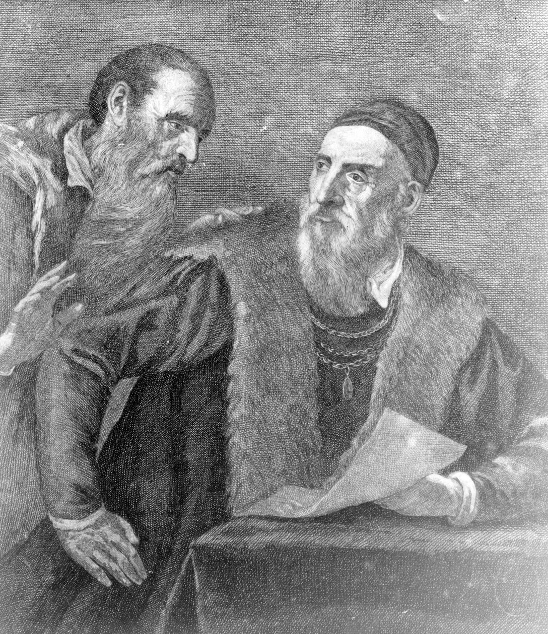 Portrait de Titien peint par lui-même avec son ami Don Francesco del Mosaico - Tiziano Vecelli