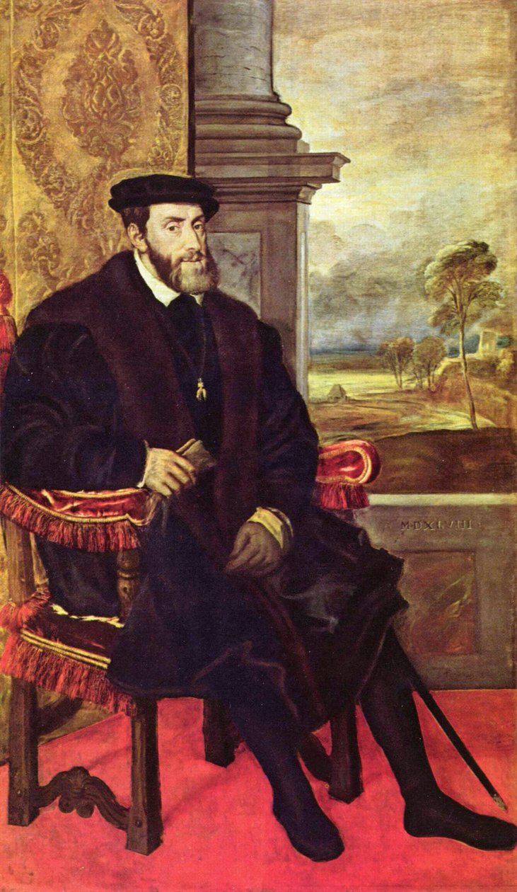 Portrait de Charles V dans un Fauteuil - Tiziano Vecelli