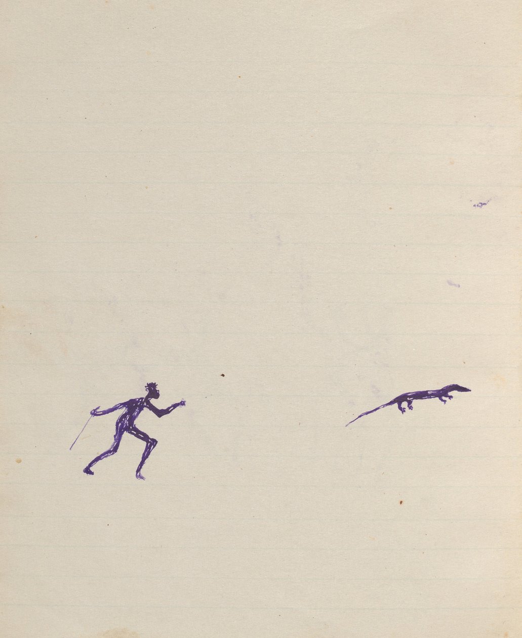 Peuple Kwatkwat - (Aborigène chassant le goanna) Carnet de croquis principalement des activités des Aborigènes et des Blancs - Tommy McRae