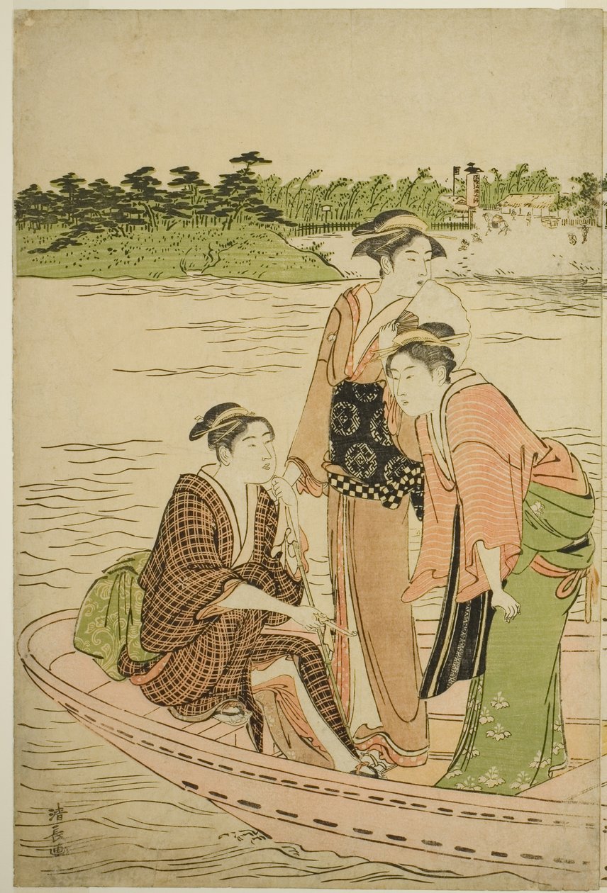 Bac sur la rivière Rokugo - Torii Kiyonaga