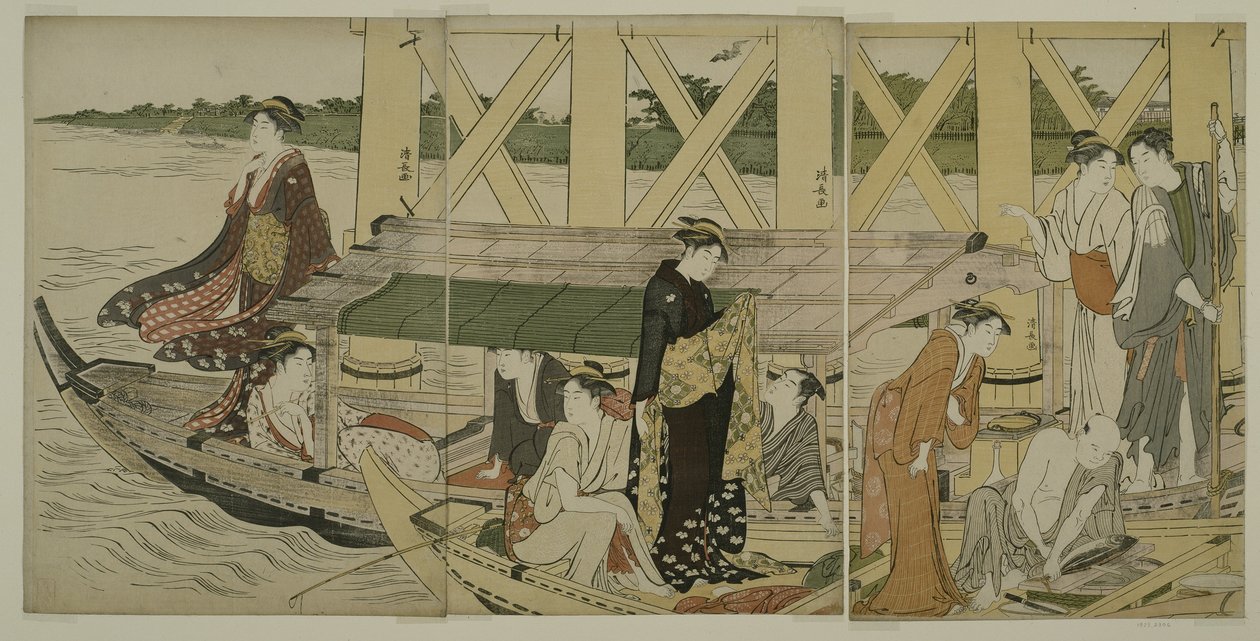 Bateaux de plaisance sous le pont Azuma, c.1784 - Torii Kiyonaga