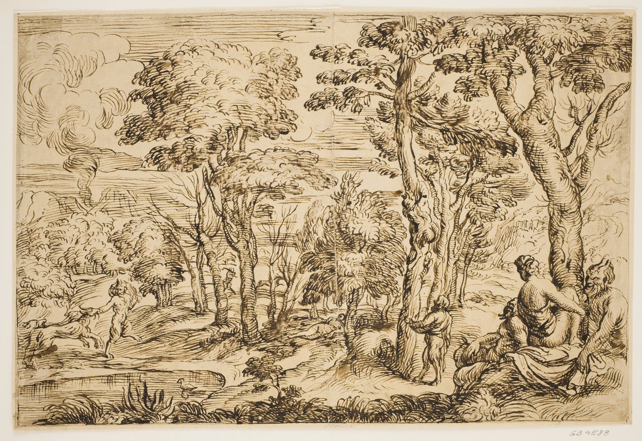 Paysage avec nymphes et satyres - Ubekendt Ubekendt