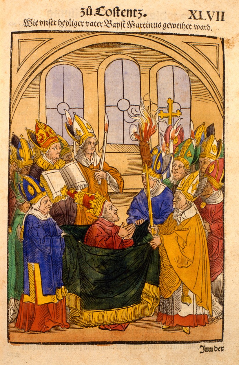 Martin V est installé comme Pape au Concile de Constance, de 