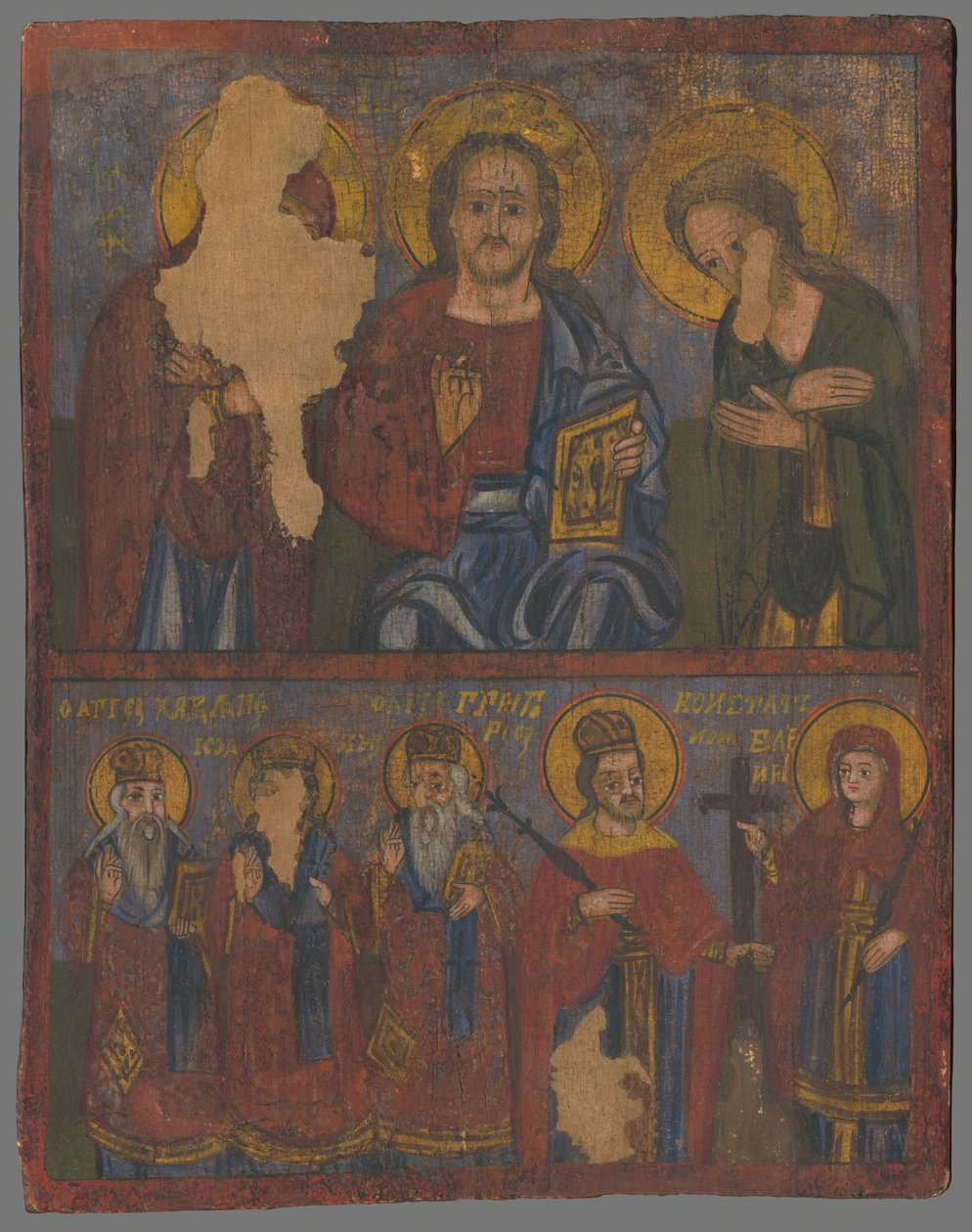 Deesis avec Saint Charalampios, Saint Jean Chrysostome, Saint Grégoire de Nazianze, Saint Constantin et Hélène - Unbekannt Unbekannt