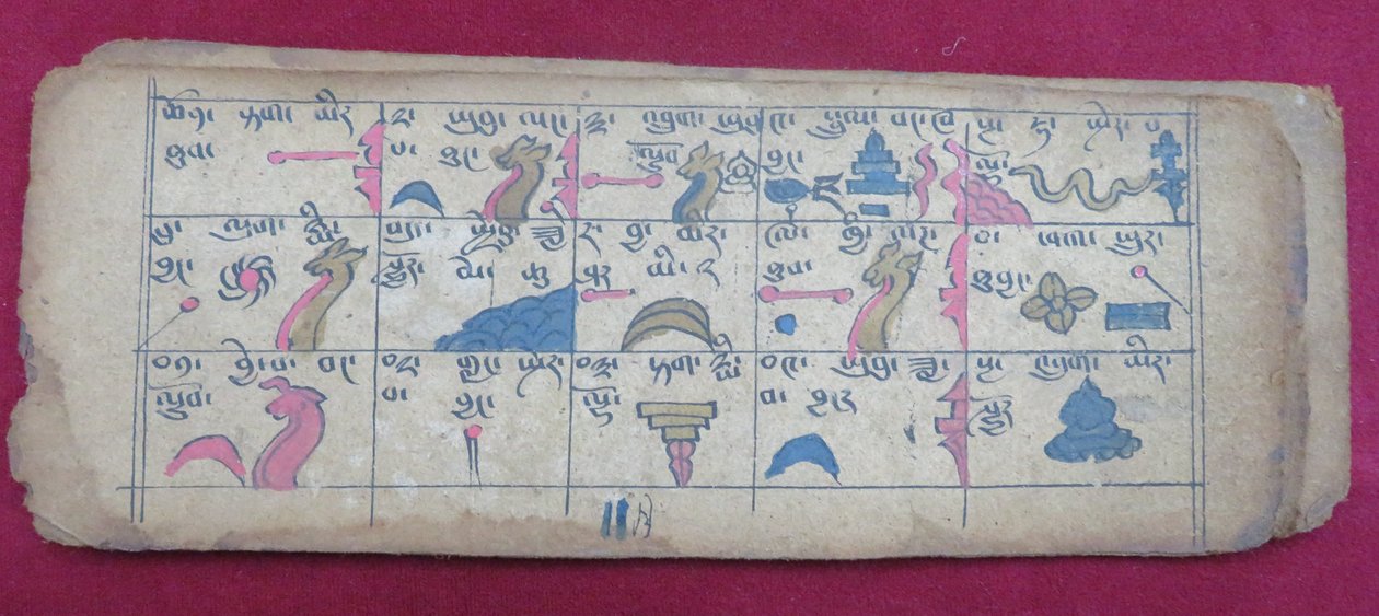 Almanach astrologique Ersu pour la moitié du 11e mois, avec pictogrammes Ersu Shaba et explications en tibétain - Unbekannt Unbekannt