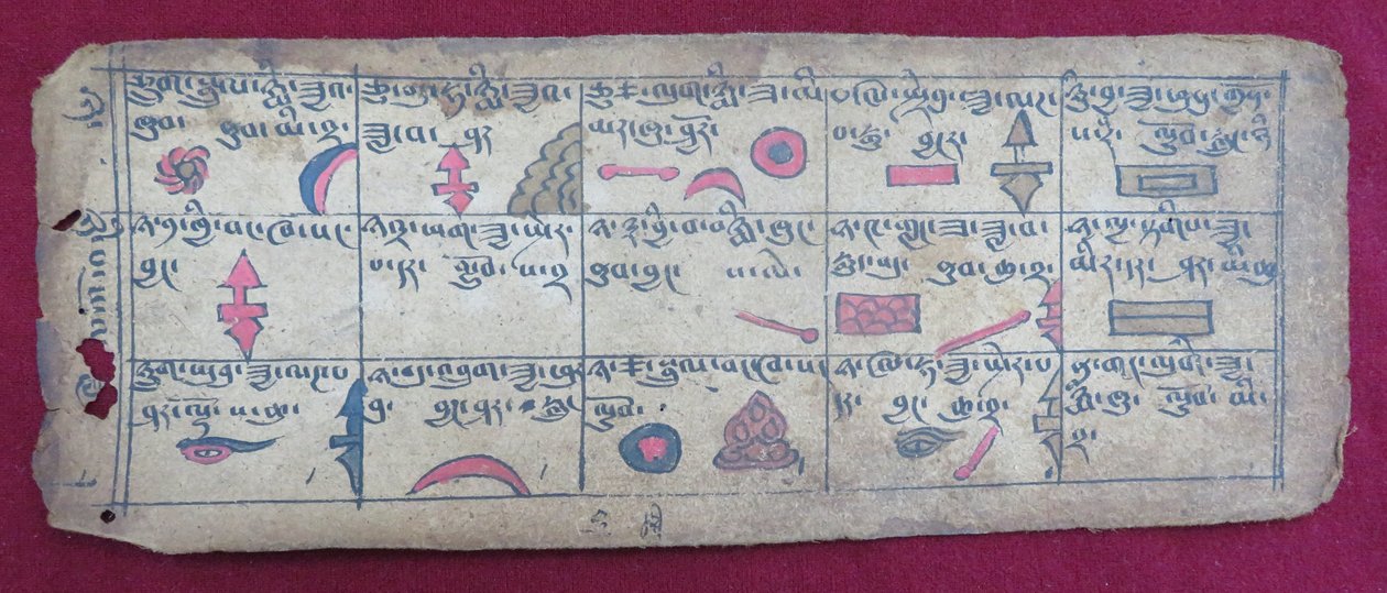 Almanach astrologique Ersu pour la moitié du 5e mois, avec pictogrammes Ersu Shaba et explications en tibétain - Unbekannt Unbekannt