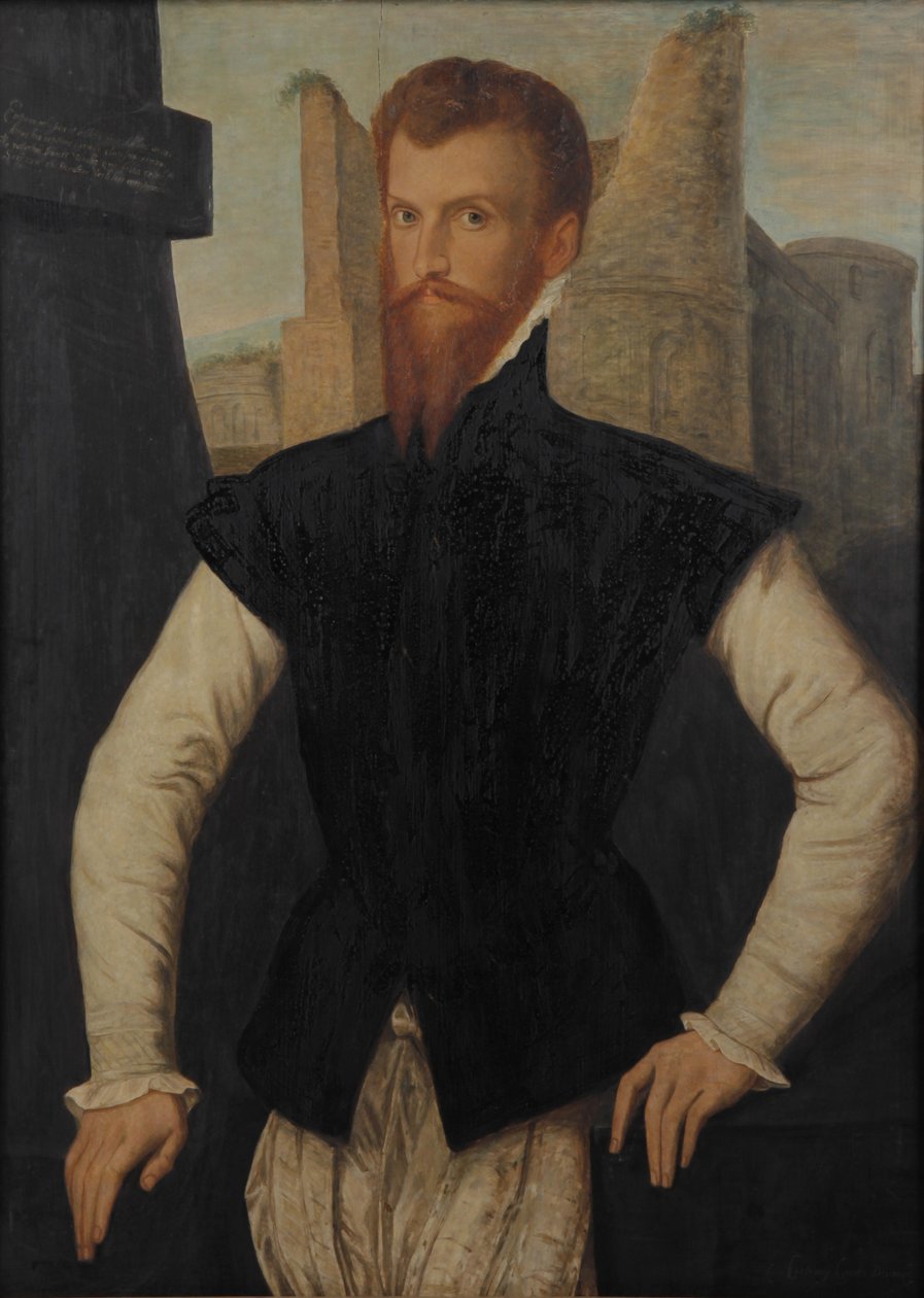 Portrait du comte de Devon, trois-quarts de longueur, debout devant des ruines - Unbekannt Unbekannt