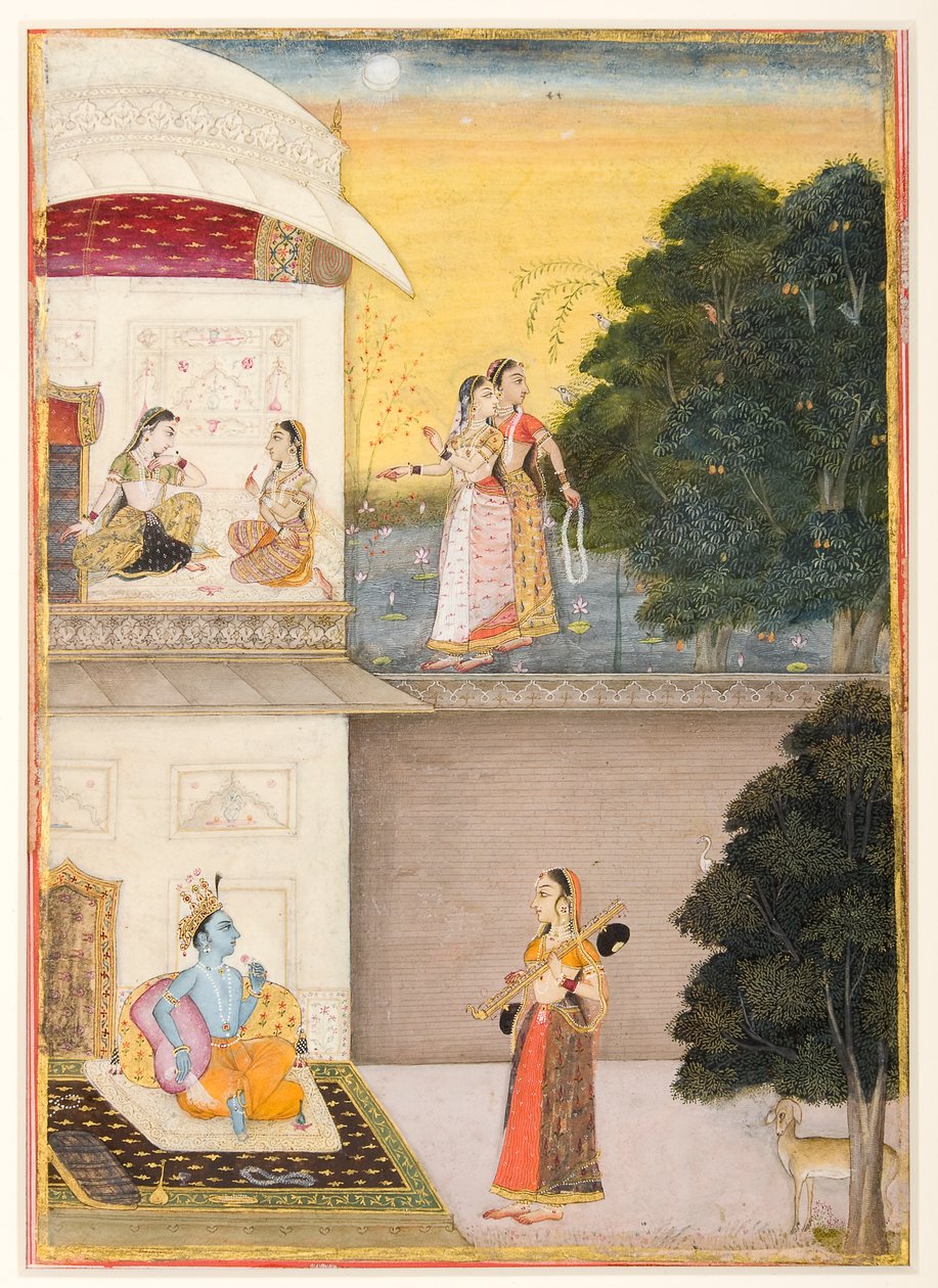 Radha vient à Krishna avec sa vina - Unbekannt Unbekannt