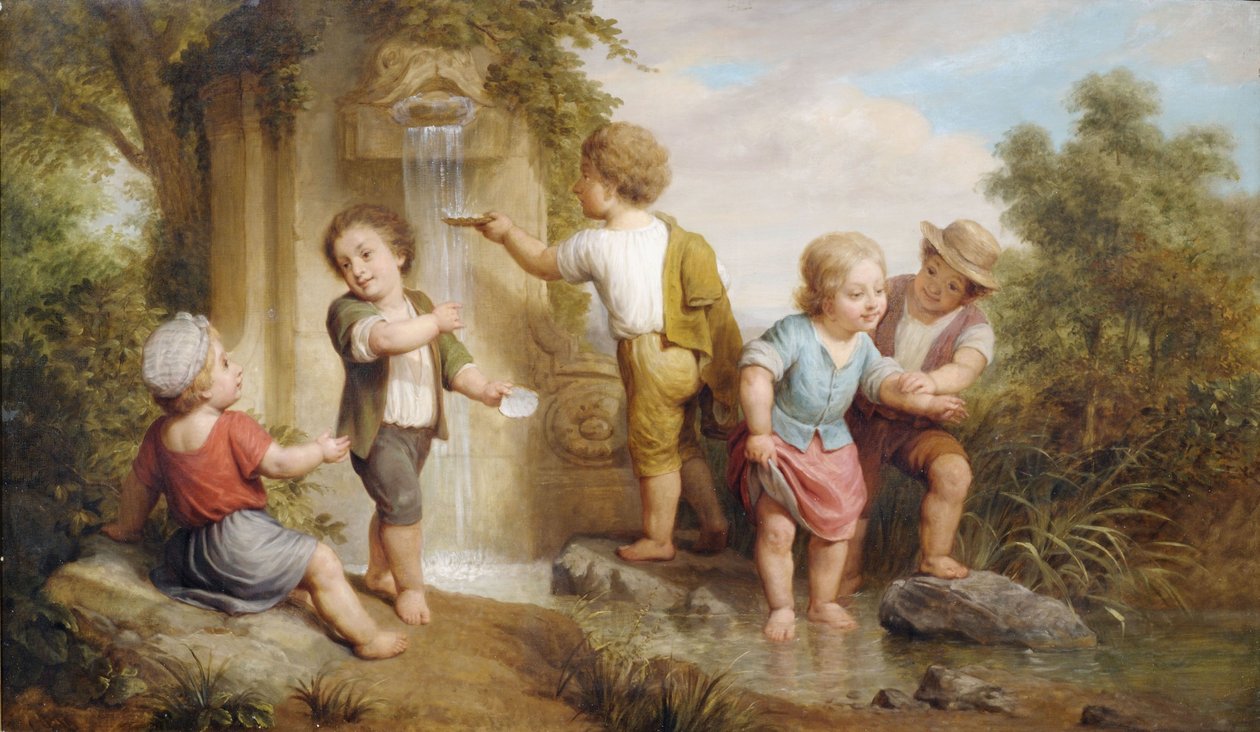 Enfants jouant à une source - Unbekannt Unbekannt
