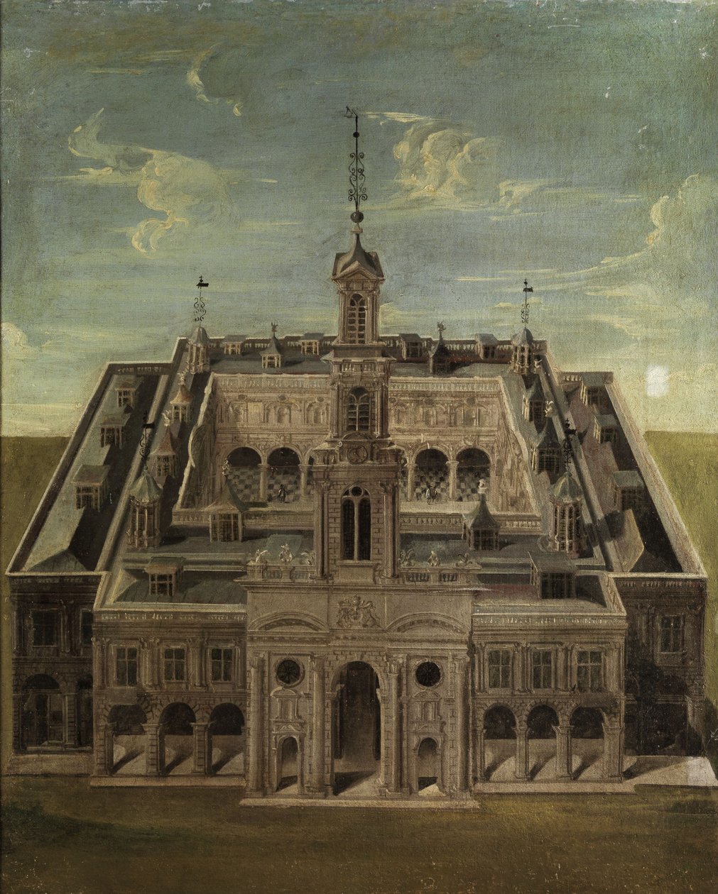 Château en vue aérienne. Peintre d