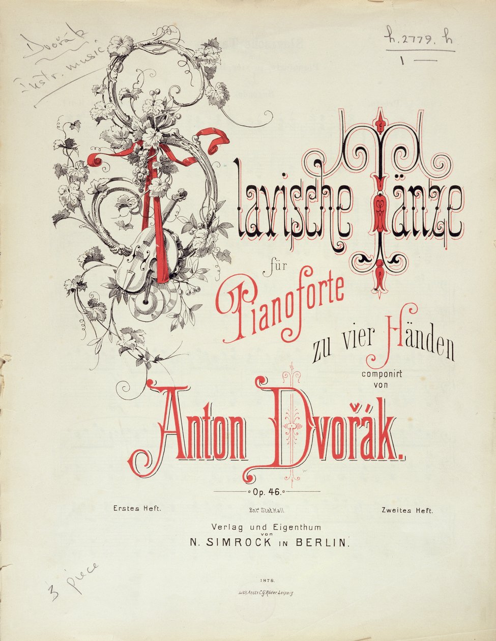 Danses slaves de Dvorak, pub. par Simrock - Unbekannt Unbekannt