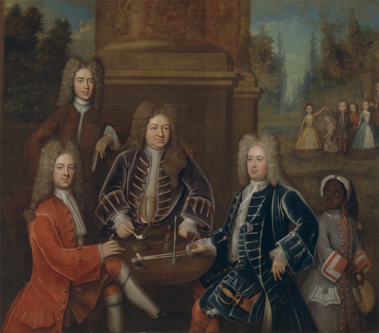 Elihu Yale, le 2e duc de Devonshire, Lord James Cavendish, M. Tunstal et un page - Unbekannt Unbekannt