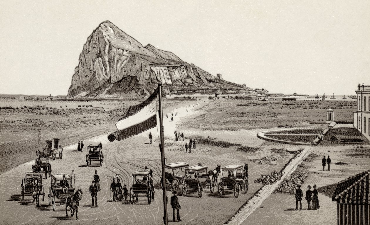 Gibraltar depuis la ligne espagnole, de 