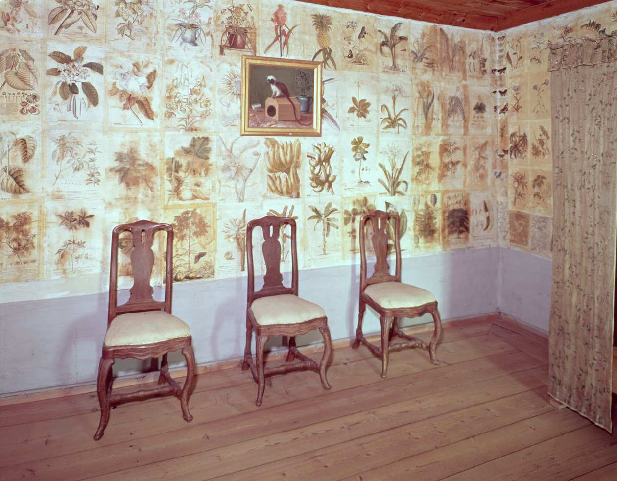 Intérieur avec papier peint botanique de la maison de Carl Linnaeus, Hammarby, Uppsala, Suède - Unbekannt Unbekannt
