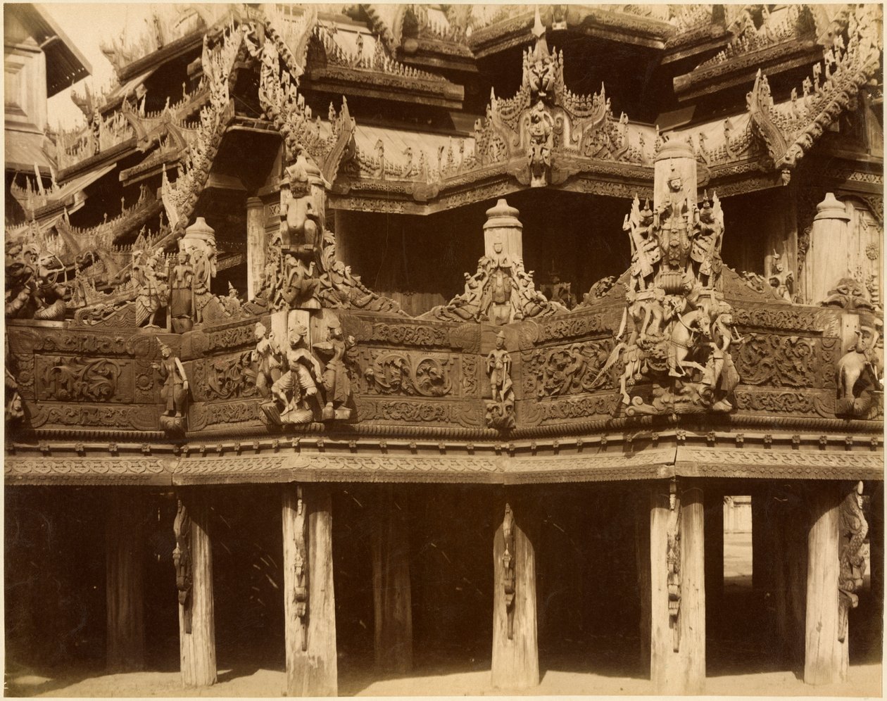 Monastère ou pagode, détail, probablement Mandalay, fin du 19ème siècle - Unbekannt Unbekannt