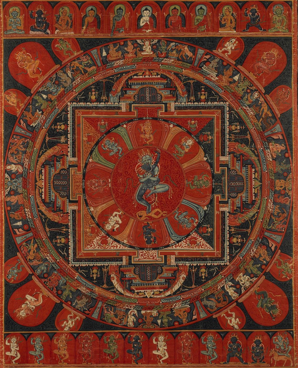 Mandala à neuf divinités de Hevajra à deux bras - Unbekannt Unbekannt