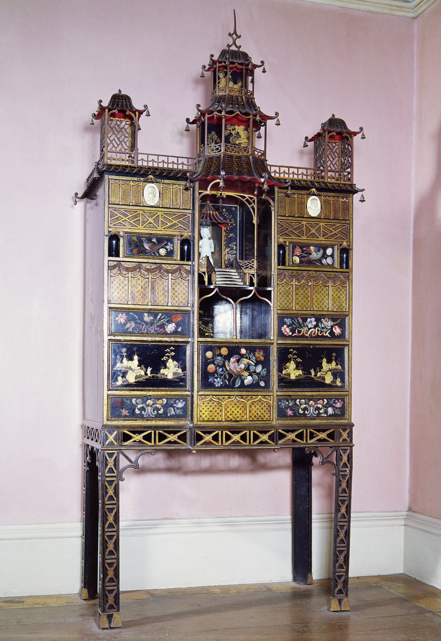 Cabinet pagode dans le style de Thomas Chippendale, laque européenne, milieu du XVIIIe siècle - Unbekannt Unbekannt