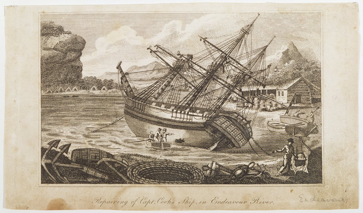 Réparation du navire du capitaine Cook dans la rivière Endeavour - Unbekannt Unbekannt