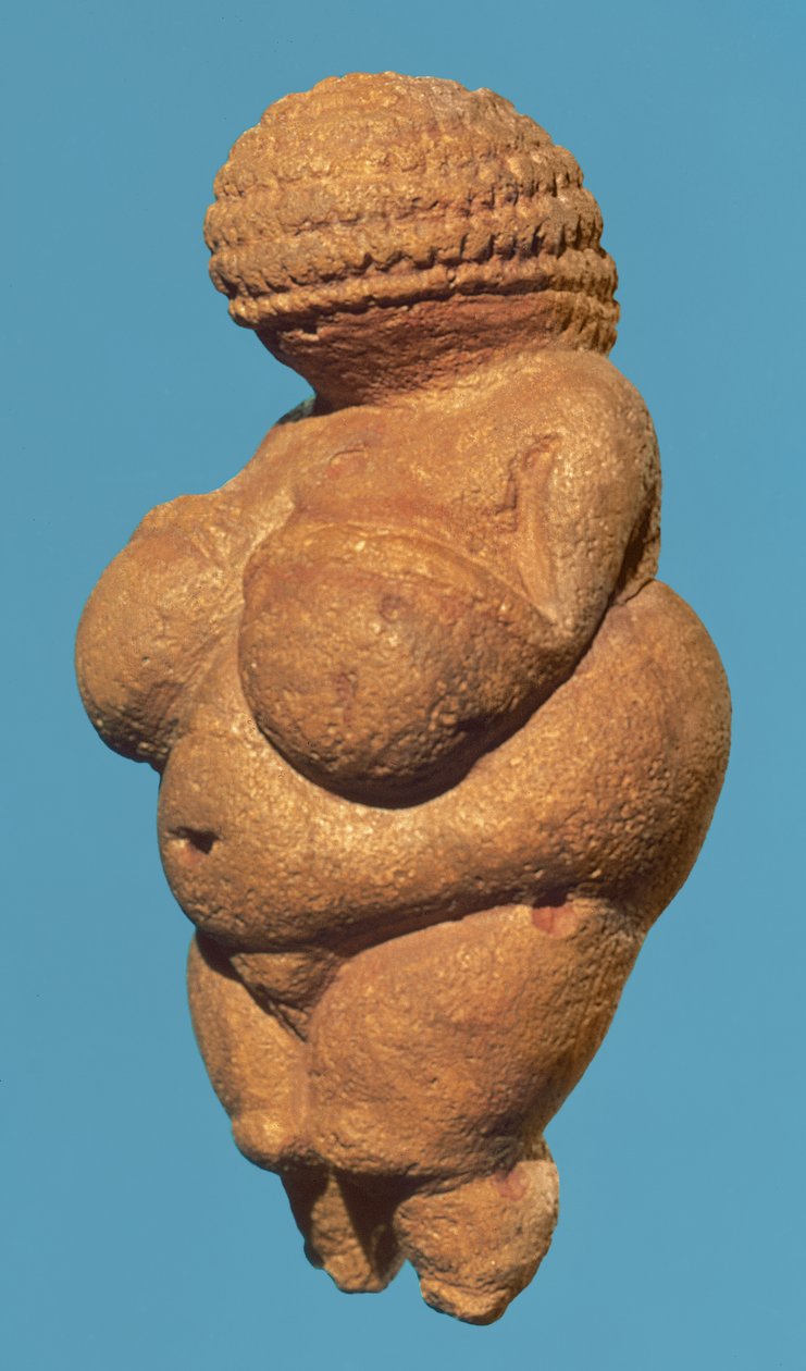 La Vénus de Willendorf, vue latérale de la figurine féminine, culture gravettienne, période paléolithique supérieure, c.30000-18000 av. J.-C. - Unbekannt Unbekannt