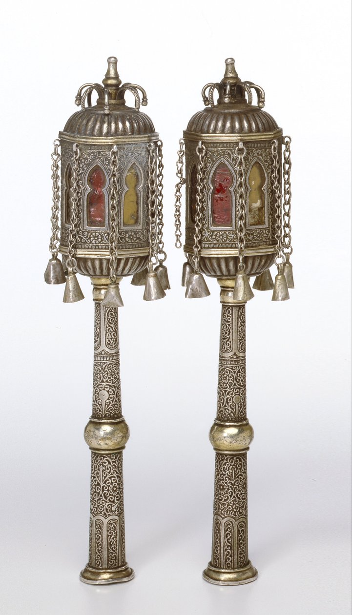 Finials de Torah (tappuhim) avec fenêtres en forme de fer à cheval - Unbekannt Unbekannt