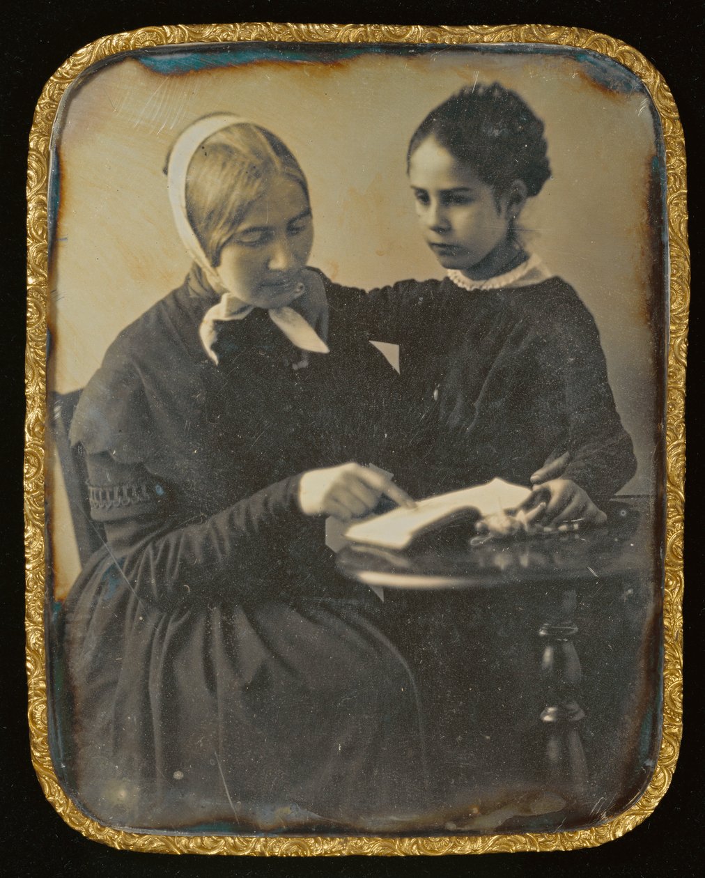 Inconnu, français - Femme lisant à une fille - Unbekannt Unbekannt