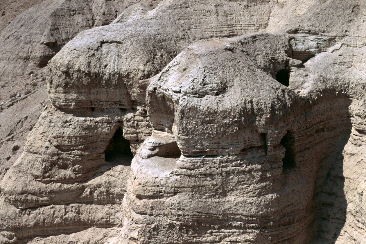 Vue des grottes de Qumrân, où les manuscrits de la mer Morte ont été découverts en 1947 - Unbekannt Unbekannt