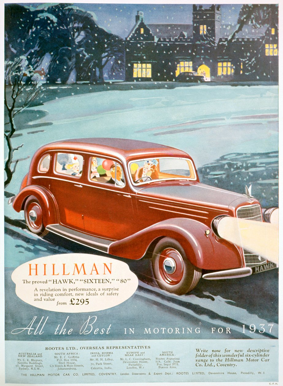 Publicité pour les voitures Hillman, 1936 - Unbekannt