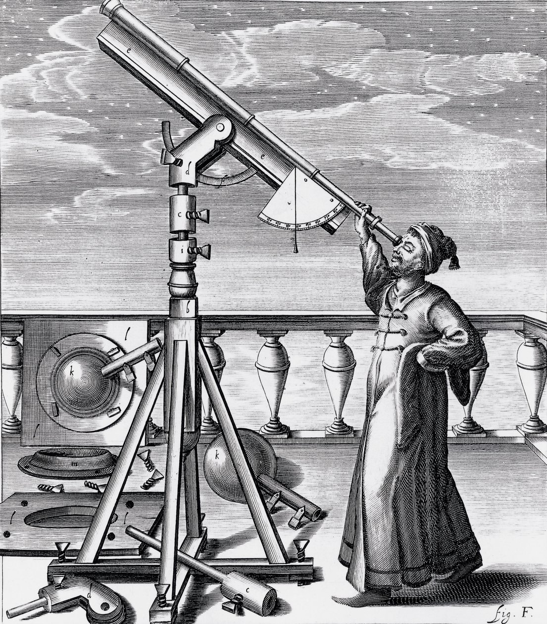 Télescope astronomique avec observateur - Unbekannt