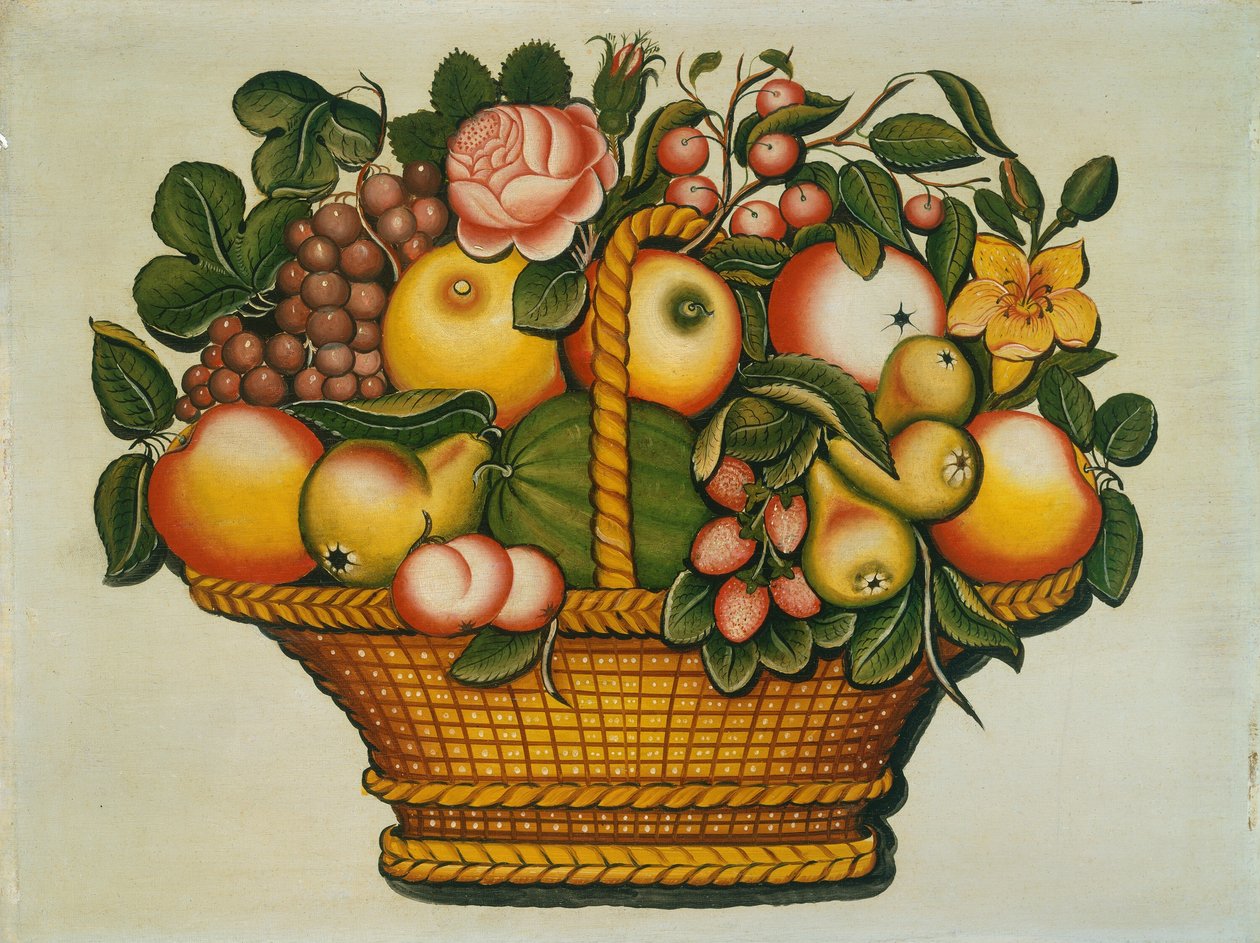 Panier de fruits avec des fleurs, vers 1830 - Unbekannt