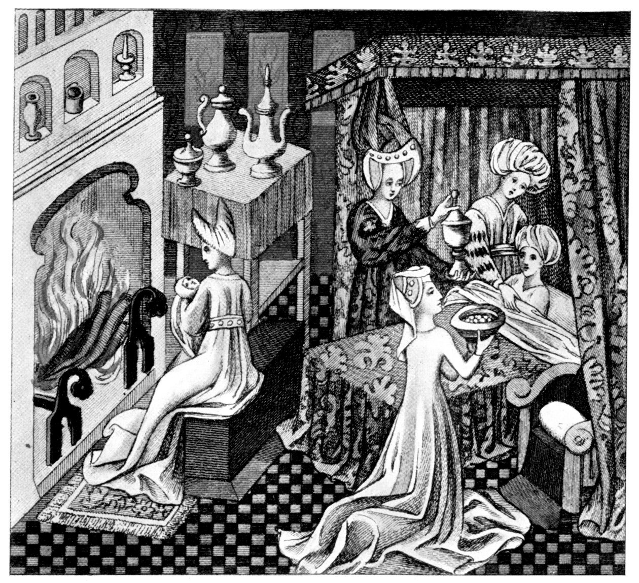 Scène de chambre, XVe siècle, 1910 - Unbekannt